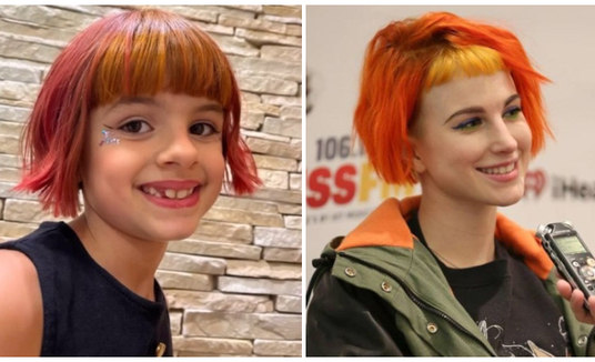 Mini fã de Hayley Williams viraliza após cortar o cabelo igual ao da vocalista do Paramore (Fotos de Reprodução/Instagram)
